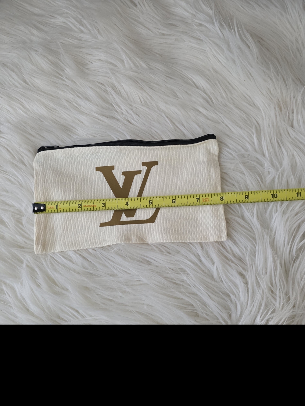 White and Yellow Canvas Tote with Pouch - Picture 6 of 8